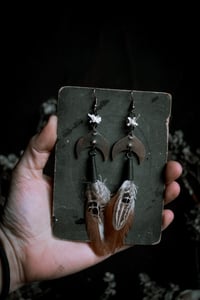 Image 4 of Bone Brass and Feather earrings