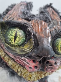 Image 5 of Wuss Puss Coraline Inspired Cat. Alternative doll. Large Green Glass eyes and The Cheshire Cat Grin.