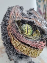 Image 6 of Wuss Puss Coraline Inspired Cat. Alternative doll. Large Green Glass eyes and The Cheshire Cat Grin.