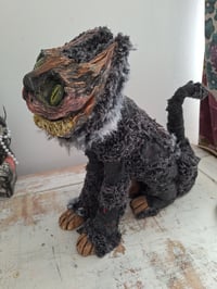 Image 14 of Wuss Puss Coraline Inspired Cat. Alternative doll. Large Green Glass eyes and The Cheshire Cat Grin.