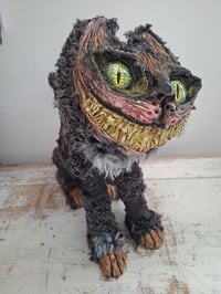 Image 9 of Wuss Puss Coraline Inspired Cat. Alternative doll. Large Green Glass eyes and The Cheshire Cat Grin.