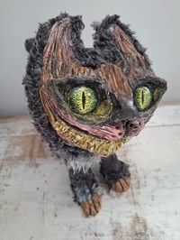 Image 8 of Wuss Puss Coraline Inspired Cat. Alternative doll. Large Green Glass eyes and The Cheshire Cat Grin.