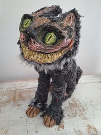 Image 12 of Wuss Puss Coraline Inspired Cat. Alternative doll. Large Green Glass eyes and The Cheshire Cat Grin.