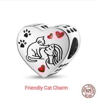 Image 1 of Cat Lovers Charms Series Hearts ( real 925 Sterling Silver)