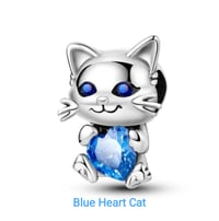 Image 2 of Cat Lovers Charms Series Hearts ( real 925 Sterling Silver)