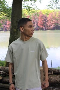 Image 1 of QUATRE-VINGT. LIGHT OLIVE GREEN T-SHIRT