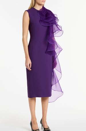 Image of Dahlia Crepe Ruffle Dress. By Carla Zampatti 