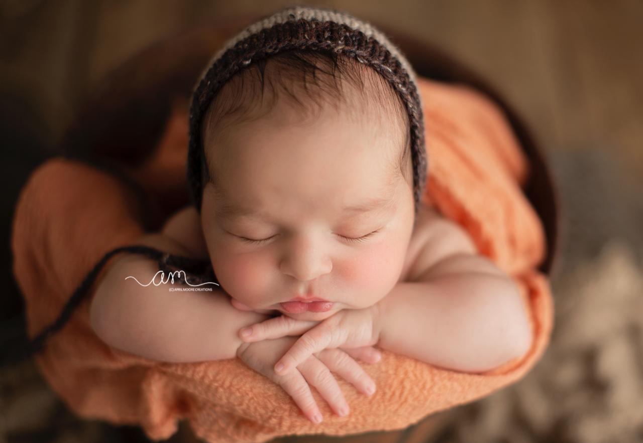 Image of Brown and Oatmeal Striped Tweed Bonnet