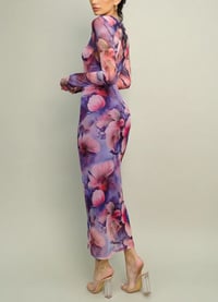 Image 3 of Sweet Floral Mesh Dress-Purple