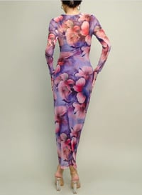 Image 2 of Sweet Floral Mesh Dress-Purple