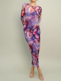 Image 1 of Sweet Floral Mesh Dress-Purple
