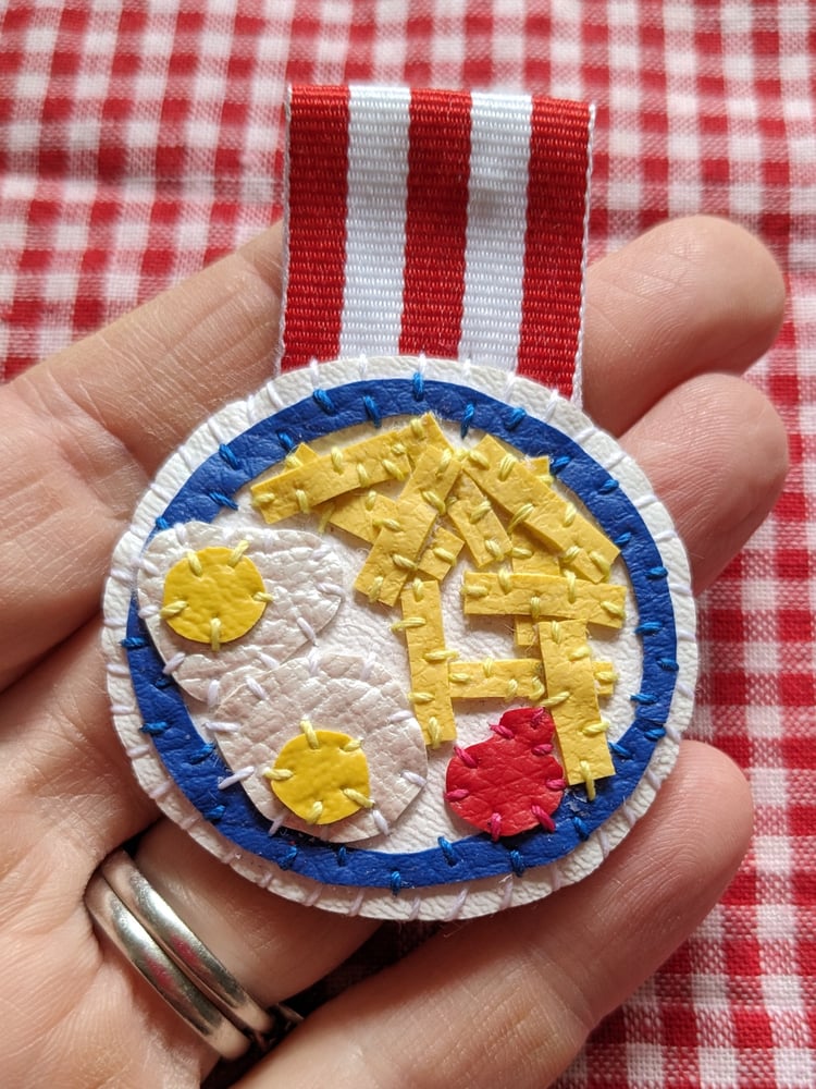 Image of ONE OFF! Egg 'n' Chips Medal Brooch