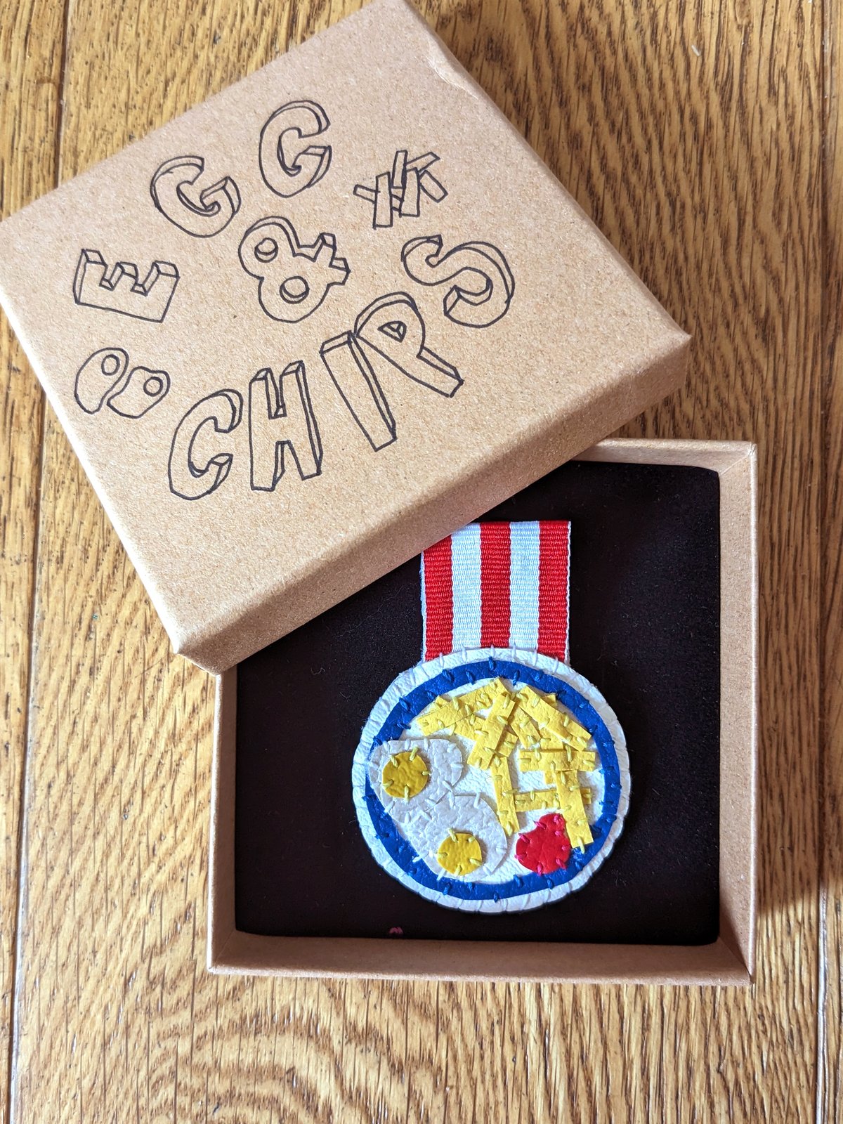 Image of ONE OFF! Egg 'n' Chips Medal Brooch