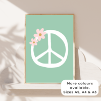 Image 1 of Peace Sign With Flowers Print