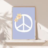 Image 2 of Peace Sign With Flowers Print