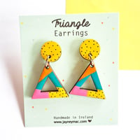 Polka dot triangle dangle earrings