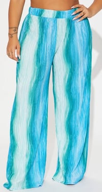 Image 3 of Bimini Bliss Plisse Pant- Blue Combo