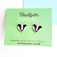 Badger Earrings - Shrink Plastic badger Stud Earrings