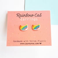 Image 1 of Rainbow Cat Shrink Plastic Earrings