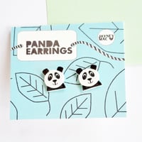 Panda Earrings - Shrink Plastic Panda Stud Earrings