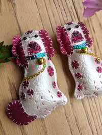 Image 2 of Pair of Staffordshire Spaniel Brooches - Pink