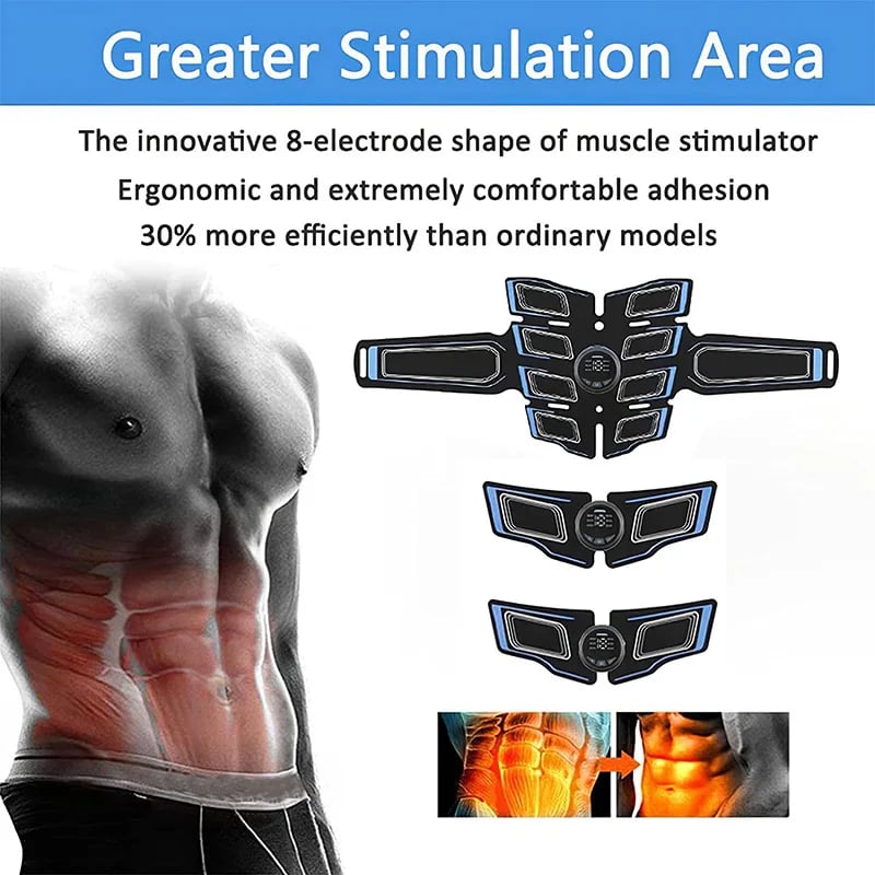 EMS Muscle Stimulator - 8 Pad Abs Trainer, USB Rechargeable Abdominal Muscle Toner