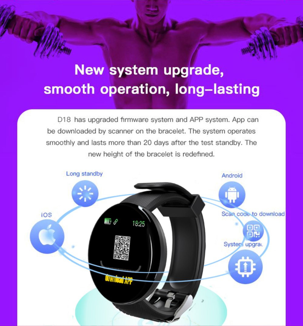 Smart Watch - Round Fitness Tracker with Blood Pressure & Heart Rate Monitor
