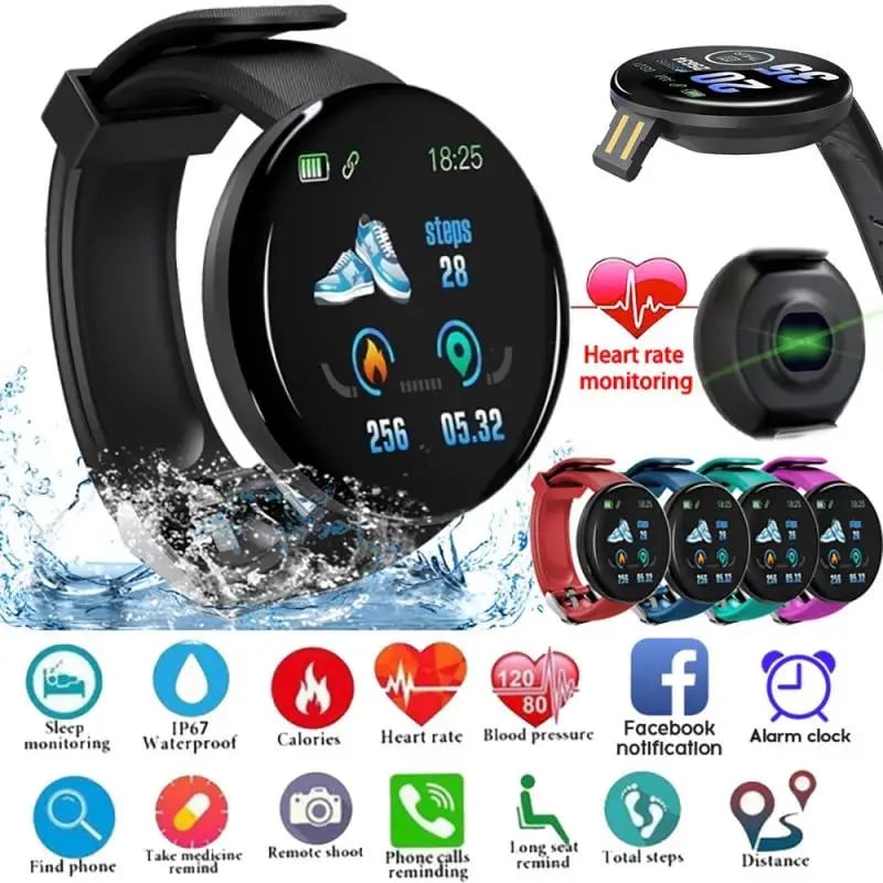 Smart Watch - Round Fitness Tracker with Blood Pressure & Heart Rate Monitor