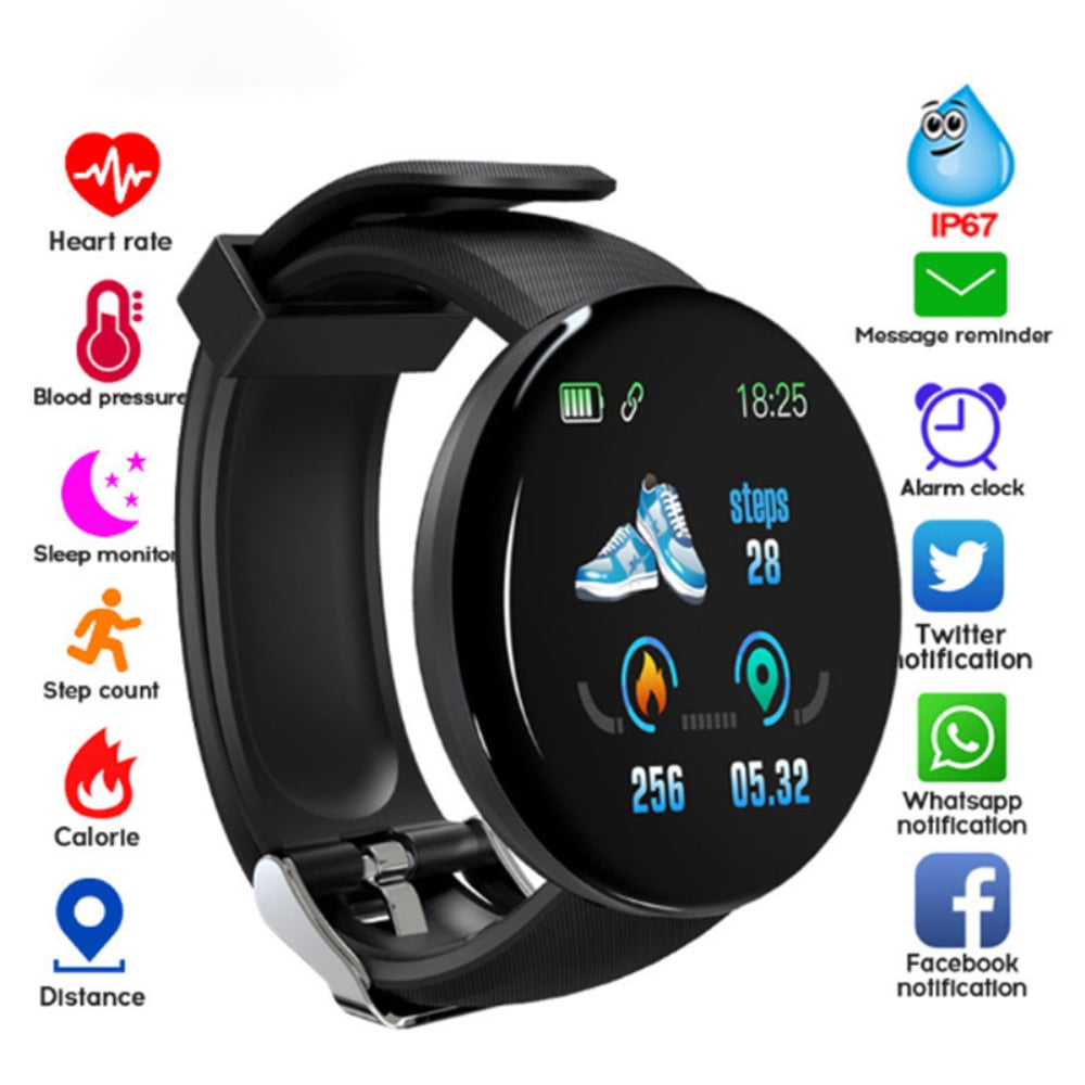 Smart Watch - Round Fitness Tracker with Blood Pressure & Heart Rate Monitor