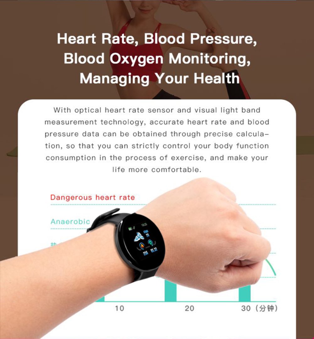 Smart Watch - Round Fitness Tracker with Blood Pressure & Heart Rate Monitor
