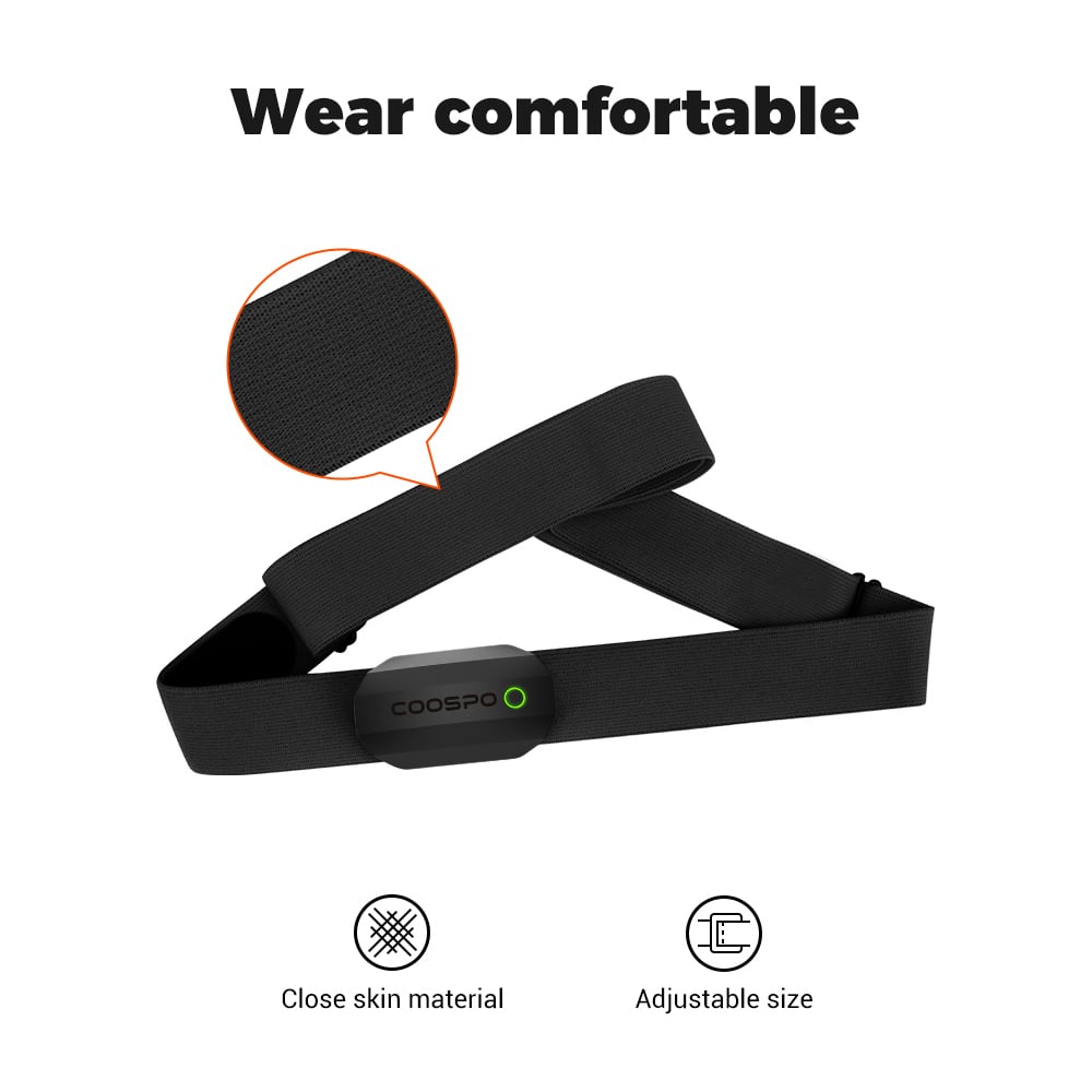 COOSPO H808S Heart Rate Sensor - Dual Mode ANT+ & Bluetooth with Chest Strap, Compatible with Wahoo