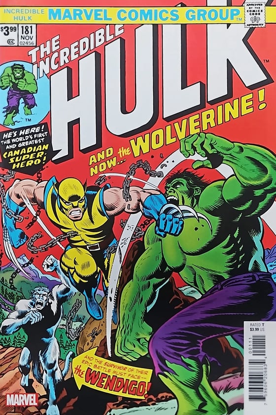 Image of Hulk #181 facsimile edition (reprints 1st appearance of Wolverine)