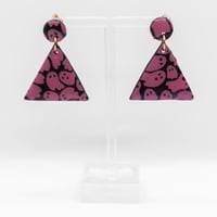 Image 1 of Black & Pink Ghost Triangle Earrings