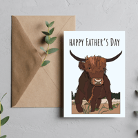 Happy Father's Day! Scottish Highland Cow Card