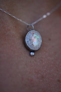 Image 2 of dainty fire opal necklace