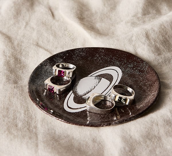 Image of BAGUE ROMY ARGENT MASSIF GRIS FUMÉ