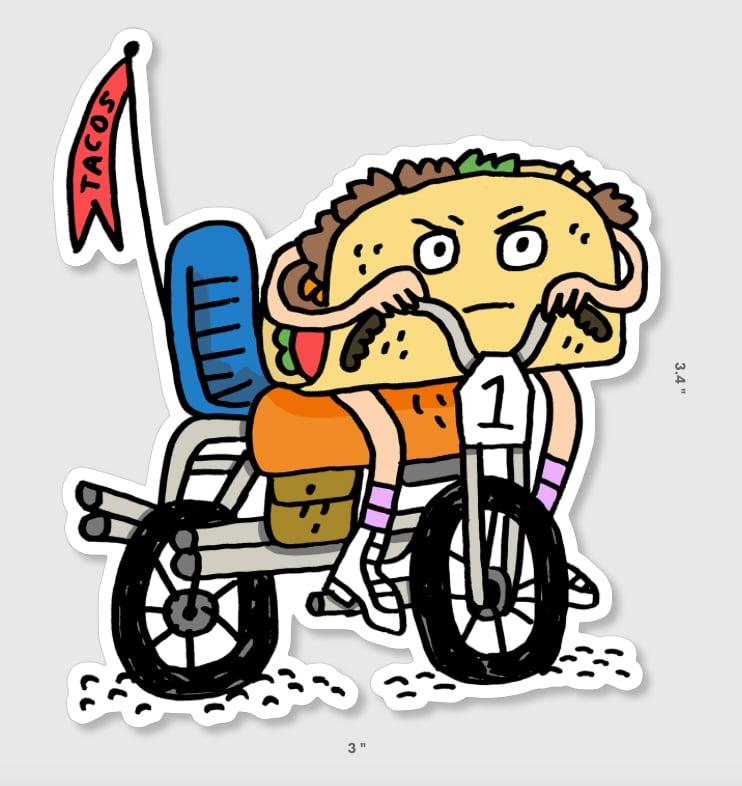 Image of (Mark Todd) Taco Bike Sticker