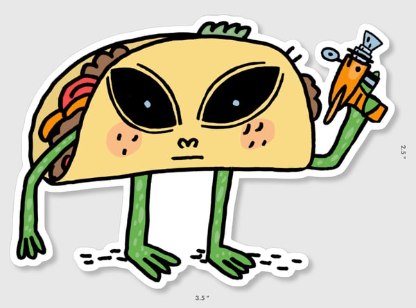 Image of (Mark Todd) Alien Taco Sticker