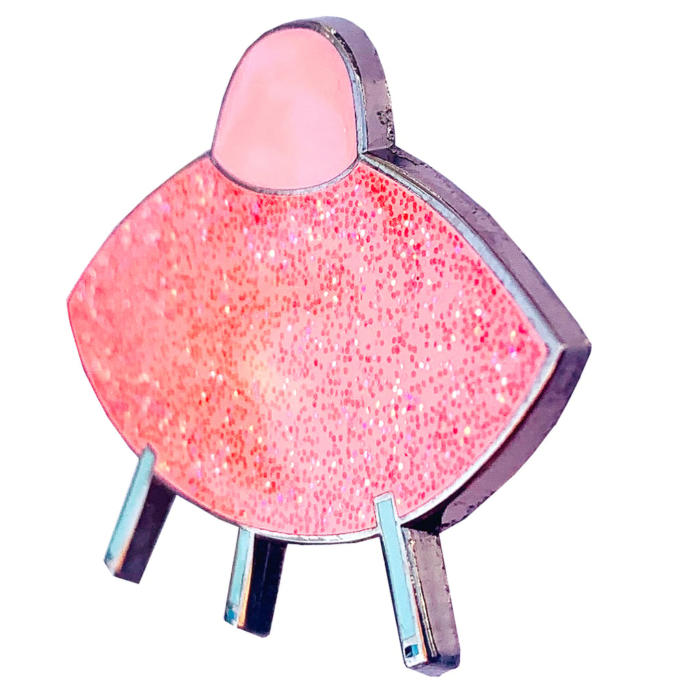 Image of (Esther Pearl Watson) Glitter Saucer Pin (Pink)