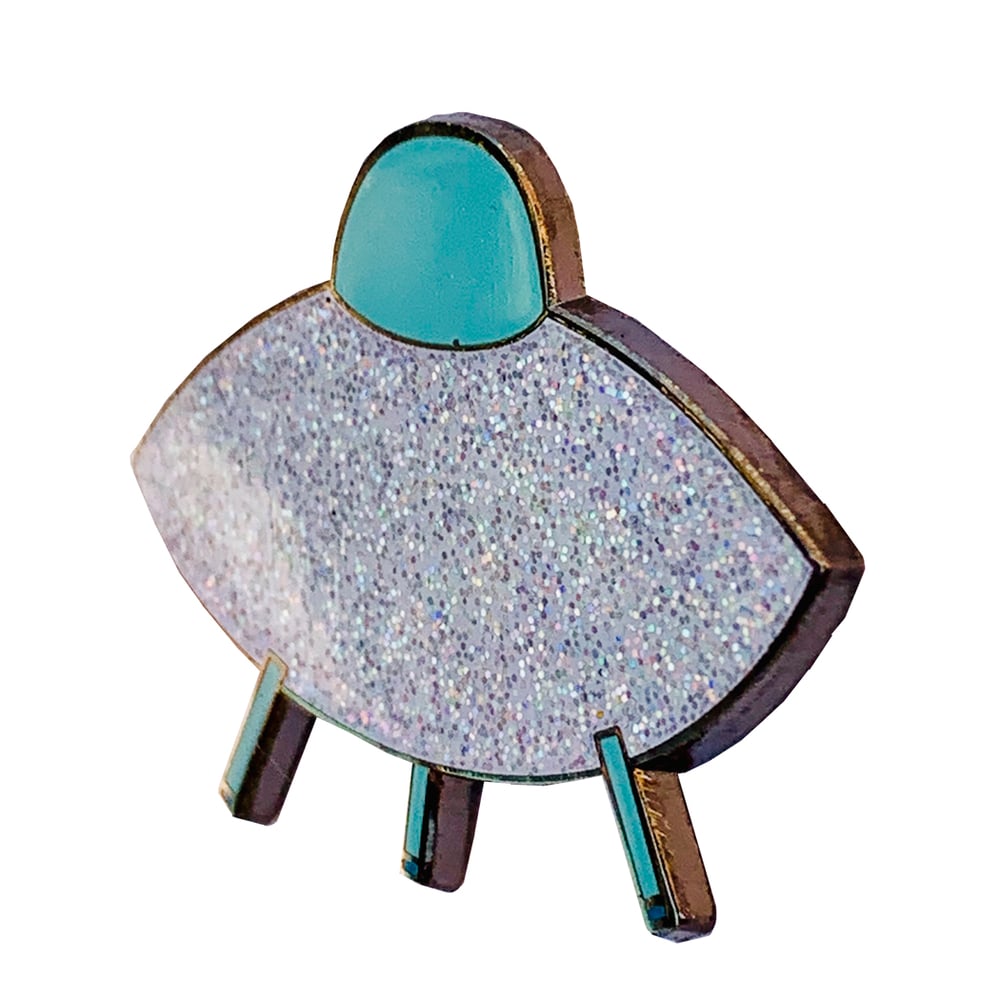 Image of (Esther Pearl Watson) Glitter Saucer Pin (Silver)