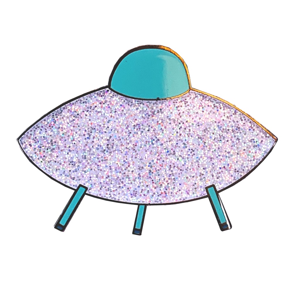 Image of (Esther Pearl Watson) Glitter Saucer Pin (Silver)