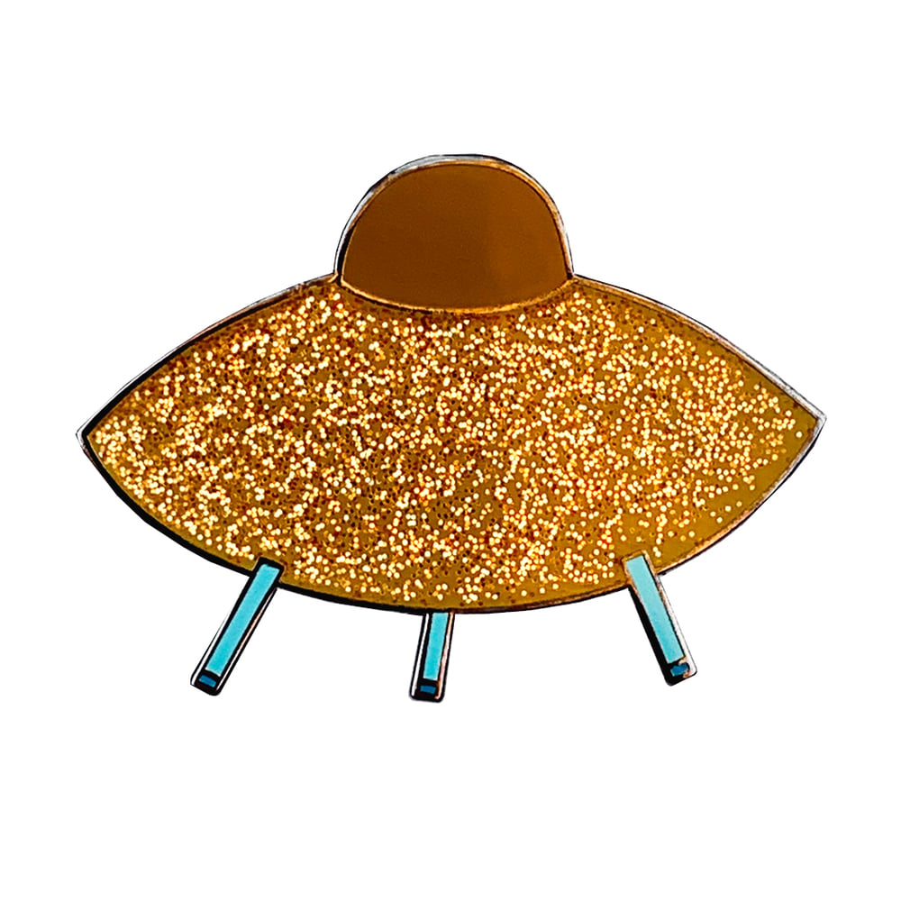 Image of (Esther Pearl Watson) Glitter Saucer Pin (Gold)