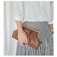 Image 2 of *NEW* Pleated Cognac Leather Clutch