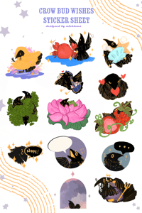 Image 2 of CROW BUD WISHES sticker sheet