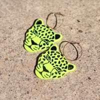 Image 1 of Yellow Fluorescent Leopard Hoops