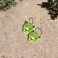 Image 3 of Yellow Fluorescent Leopard Hoops