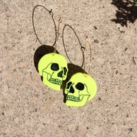 Image 1 of Yellow Fluorescent Skull Hoops