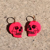 Image 2 of Pink Fluorescent Skull Hoops