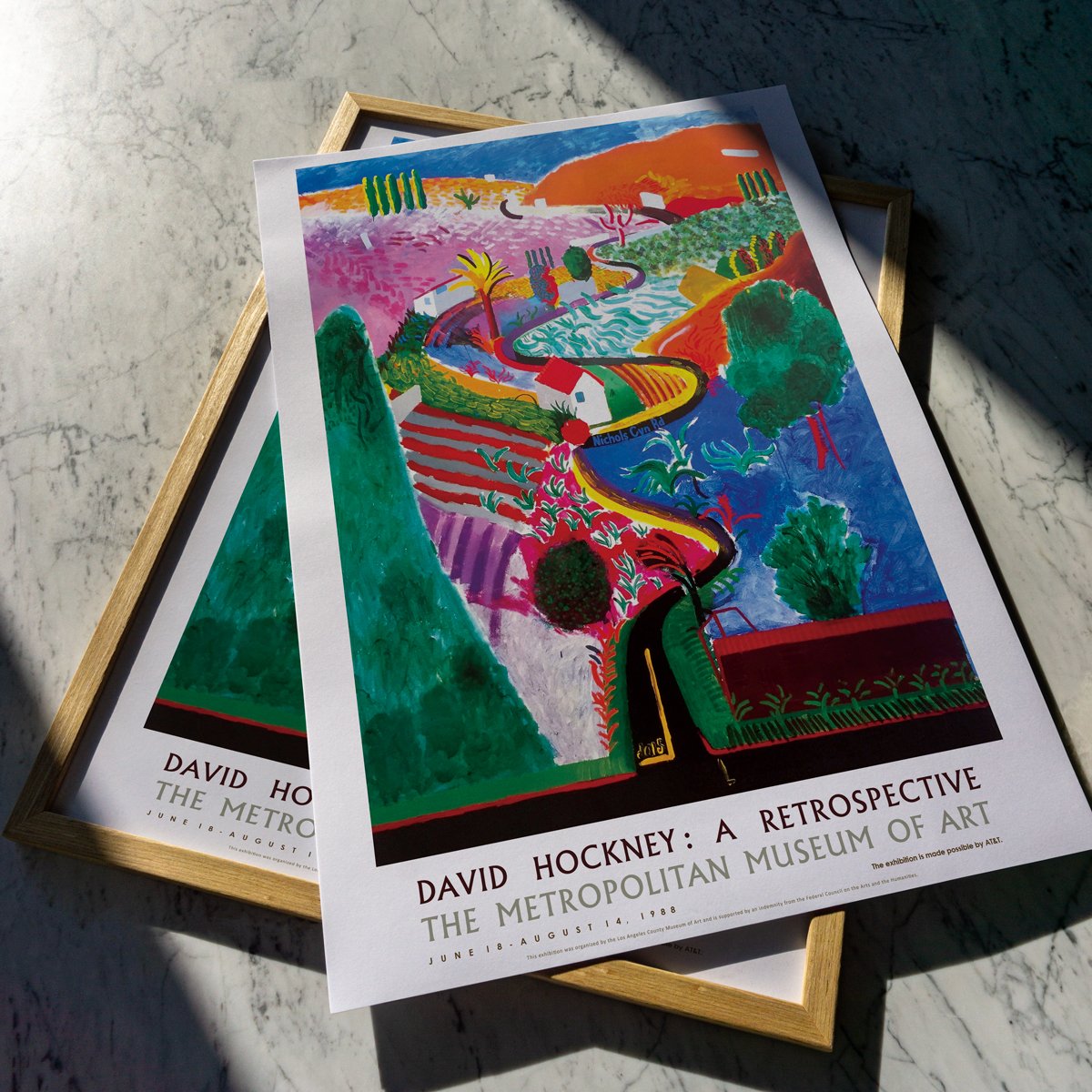 Vintage 1988 David Hockney Metropolitan Museum of Art Retrospective Poster Vintage 1988 David Hockney Metropolitan Museum of Art Retrospective Poster