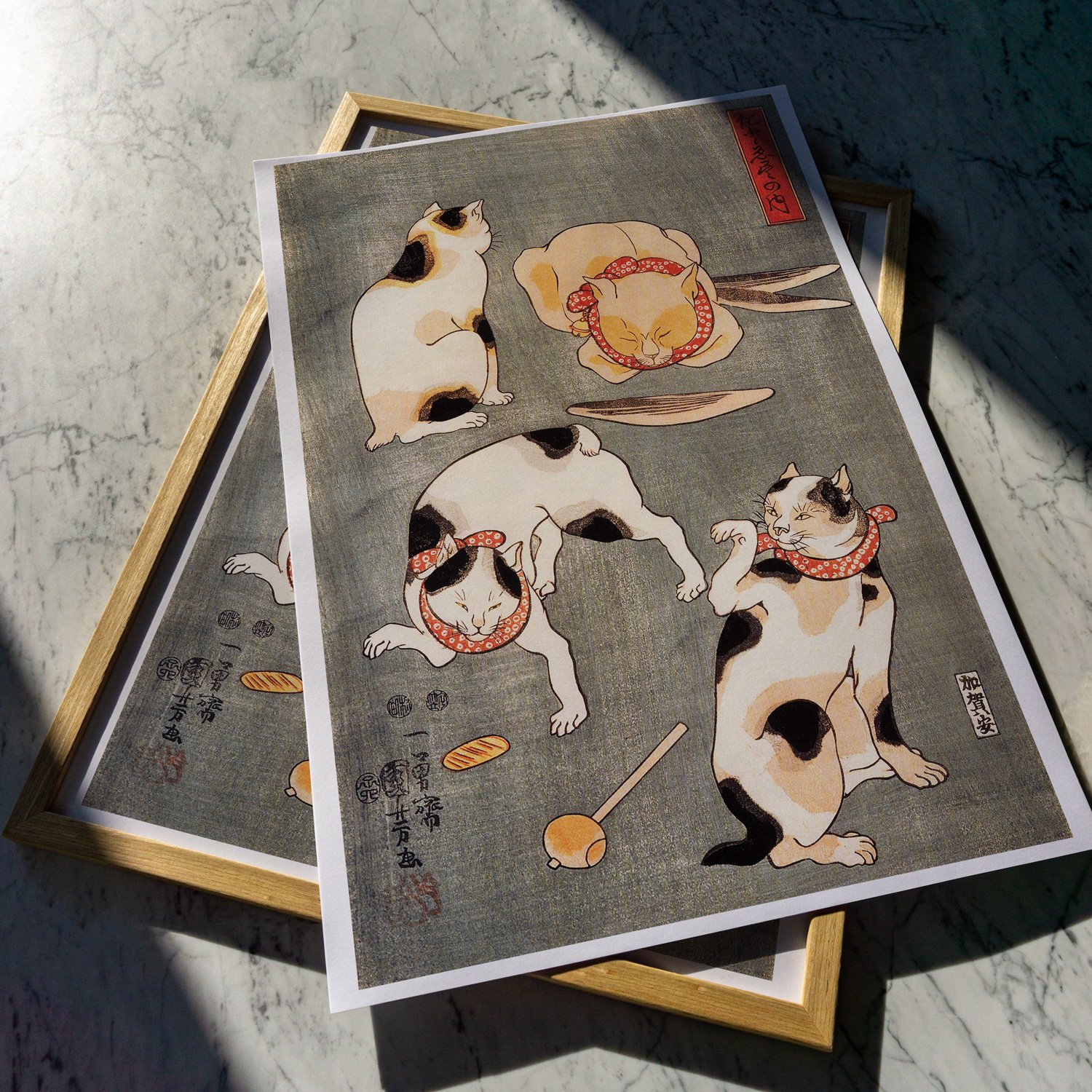 Four cats in different poses | Utagawa Kuniyoshi - 1852 | Art